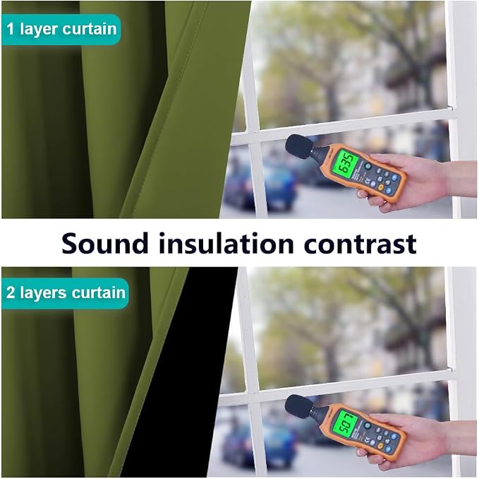 NICETOWN Total Shade Curtains and Draperies, Olive Green, Package of 2 - Image 4