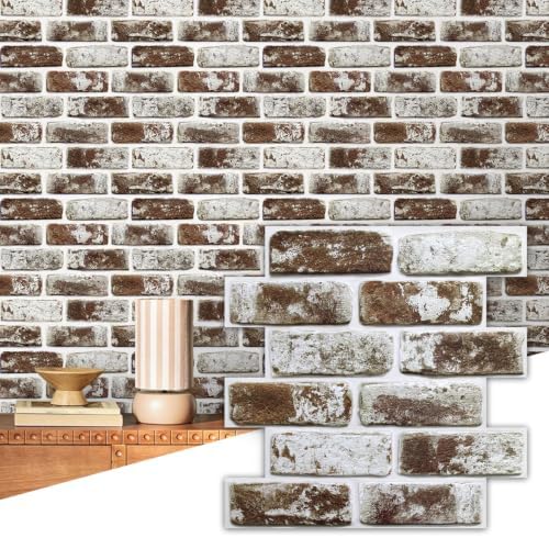 Commomy Faux Brick Panels Peel and Stick Wall Stickers 10 Pcs 11.8" x 11.8" by CommomyDecor