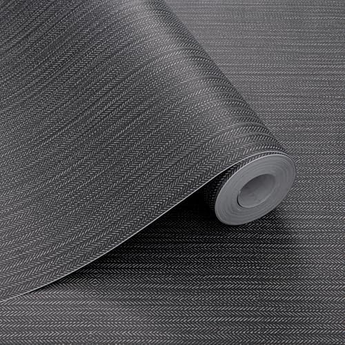 Black Faux Grasscloth Self-Adhesive Wallpaper 15.7"x393" - Image 2
