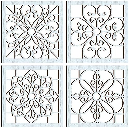 Yulejo 4 Pcs Thicken Rustic Wall Decor Wooden, Light Cyan by Yulejo