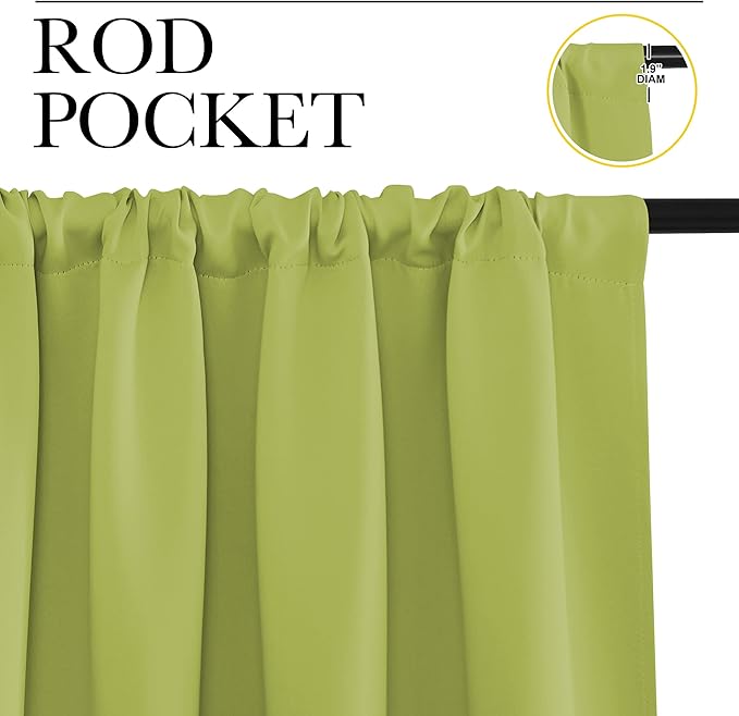 NICETOWN Blackout Curtains for Living Curtains, Fresh Green, 1 Pair, 34-inch W - Image 2