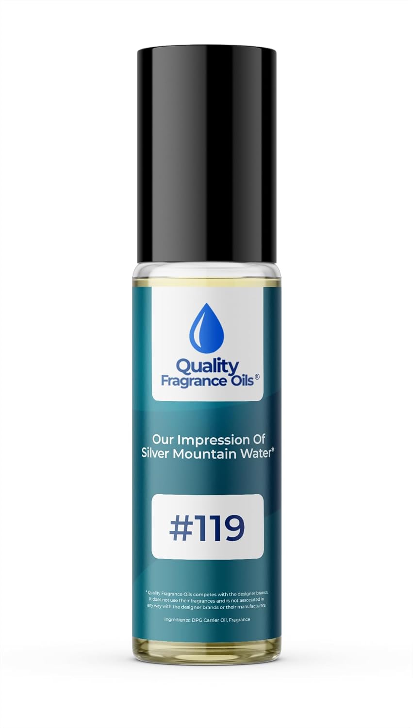 Quality Fragrance Oils' Silver Mountain Water for Men Impression #119 | Long-Lasting Perfume Oil, Alcohol-Free, Strong Scent, 10ml Roll-On | Affordable Alternative to Designer Fragrances