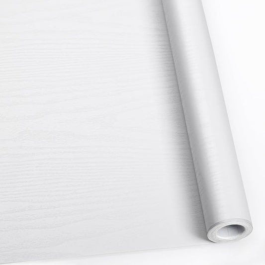 Abyssaly White Wood Contact Paper 11.8 in X 197 in Decorative Self-Adhesive Film by Abyssaly