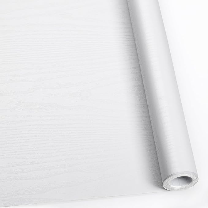 Abyssaly White Wood Contact Paper 17.7" X 118" Decorative Self-Adhesive Film by Abyssaly