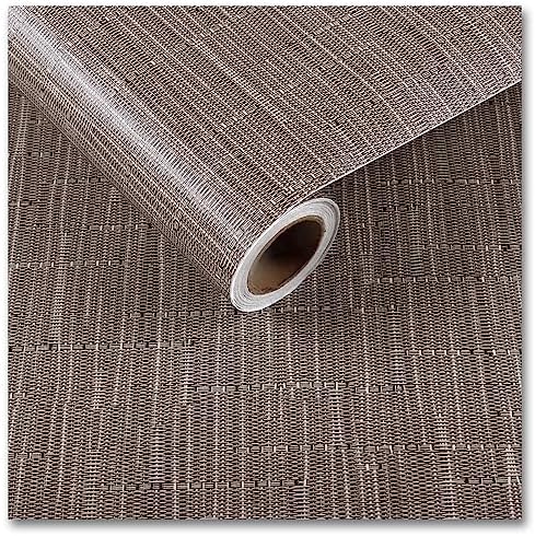 CRE8TIVE 12"x354" Taupe Brown Grasscloth Wallpaper Peel and Stick Linen Contact by CRE8TIVE