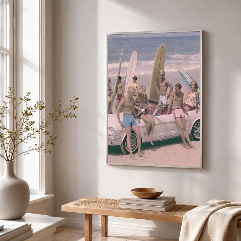 InkFlow Posters Surfers on a Beach Canvas Poster - Image 4
