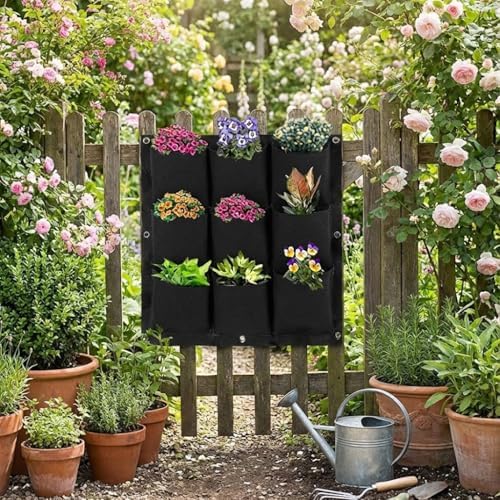 WFIST Vertical Hanging Planter Bag, Breathable Felt Wall Garden Planter - Image 5