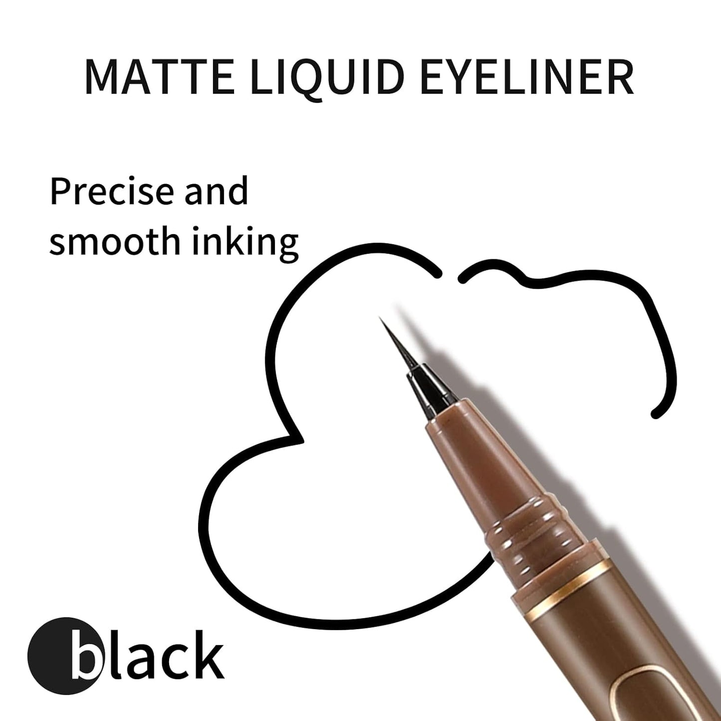 Boobeen Eyeliner Liquid Liner, Black Eyeliner Pen Waterproof with Felt Tip, Ink Liner Eye Liner Long Lasting, Quick Drying