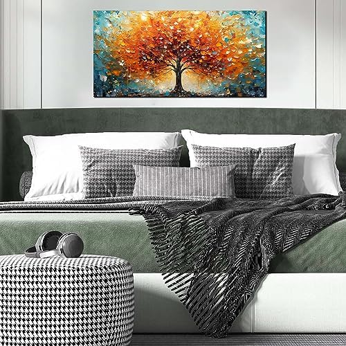 Zoyotago Large Canvas Wall Art Orange Yellow Tree Picture Modern Canvas Prints - Image 5