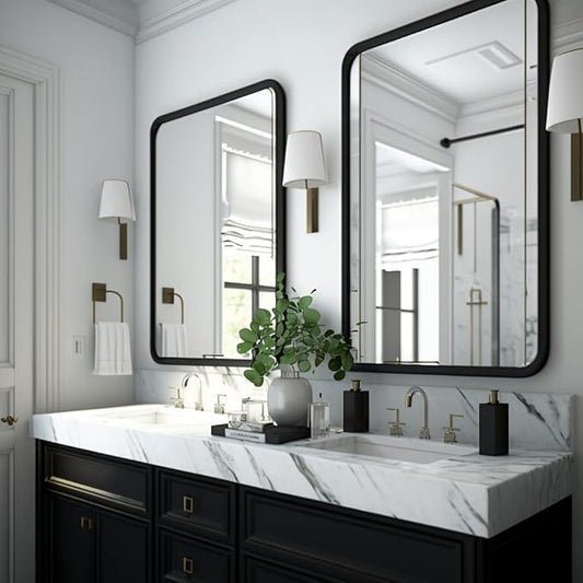 USHOWER 2-Pack Black Bathroom Mirrors by USHOWER