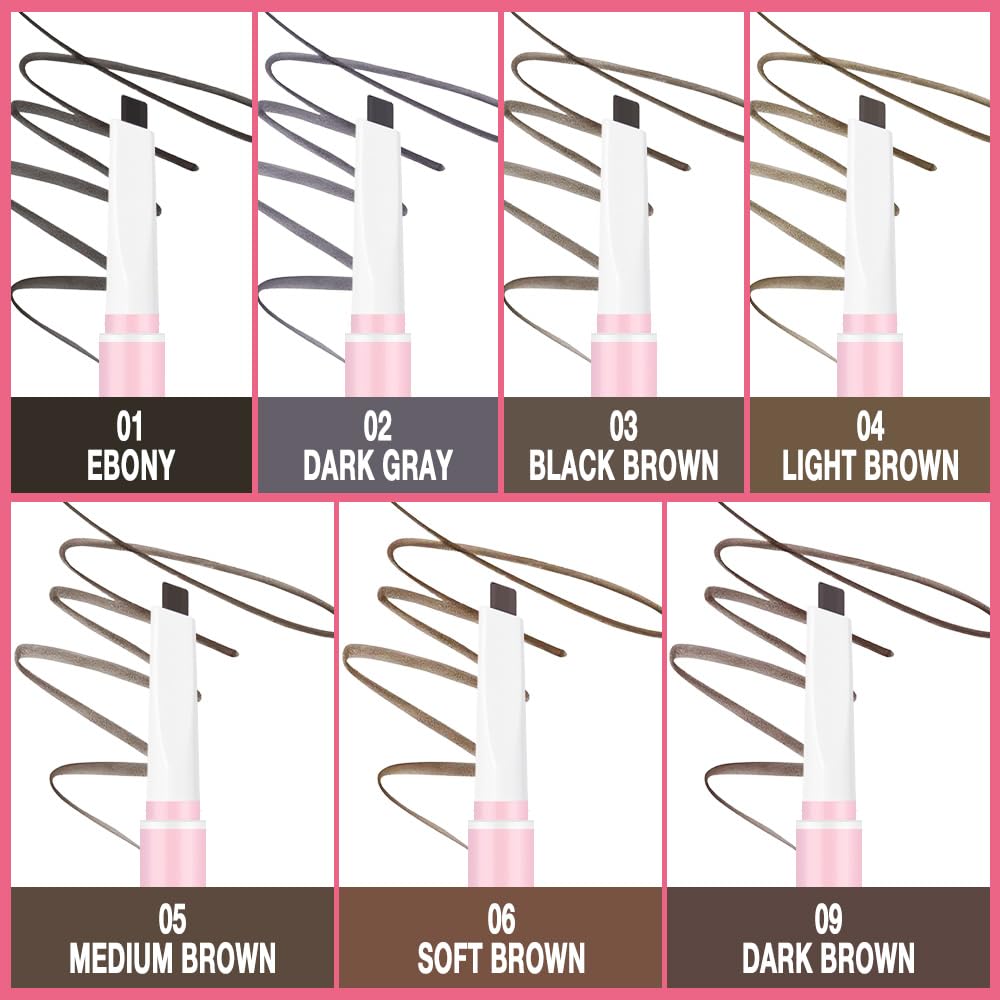 3Pcs Waterproof Eyebrow Pencil, Professional Makeup Micro Brow Pencil, Double-ended ultra-fine eyebrow pencil, Ultra-Fine Mechanical Pencil (3, 05#Medium Brown)