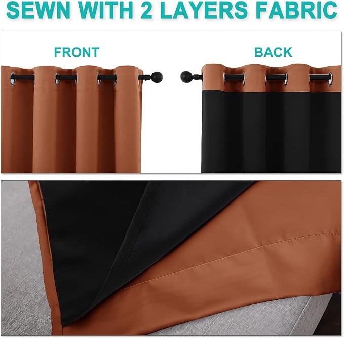 NICETOWN Full Shading Curtains for Windows, Super Heavy-Duty Black Lined - Image 4