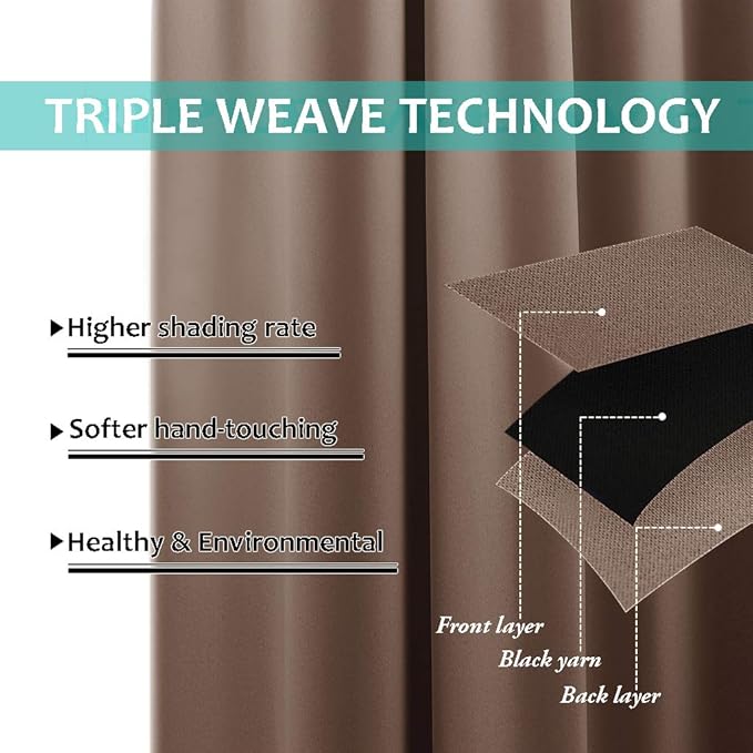 NICETOWN Warm Curtains for Winter, 100% Blackout Curtains Thermal, Noise - Image 5