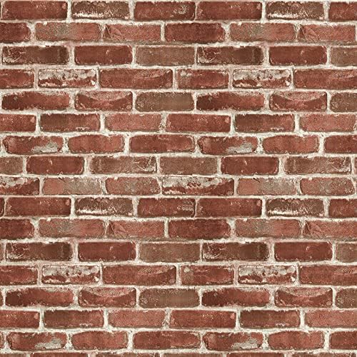 Hopeak Red Brick Wallpaper, Self-Adhesive Peel and Stick Waterproof and by Hopeak