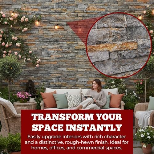 K&B Panels 3D Wall Panels, Slate Effect Styrofoam Wall Panelling Kit, - Image 2