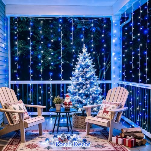 JMEXSUSS 200 LED USB Curtain Lights Blue and White - Image 3