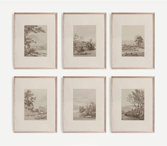 Joocrise Neutral Wall Art Decor Set of 6 Vintage Canvas Wall Art Rustic by Unknown