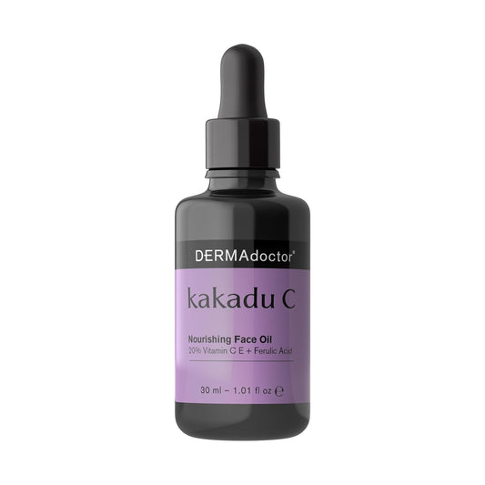 DERMAdoctor Night Face Oil Toner Anti-Aging Hydrating - 20% Vitamin C Ester, Vitamin E, Ferulic Acid, & Marula Oil for Face | Concentrated Vitamin-C Ester Facial Oils | Dermatologist Formulated - 1 Oz
