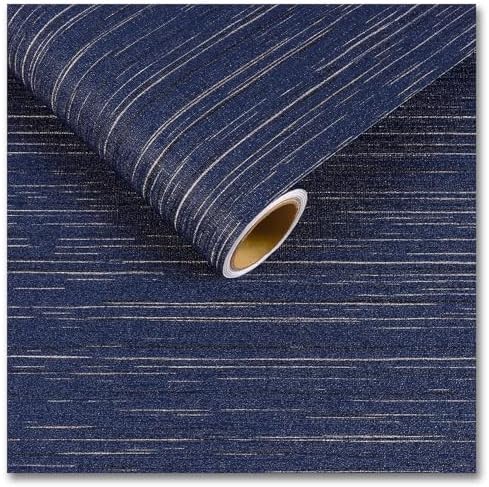 CRE8TIVE Dark Blue Grasscloth Wallpaper Peel and Stick Fabric Woven Textured by CRE8TIVE