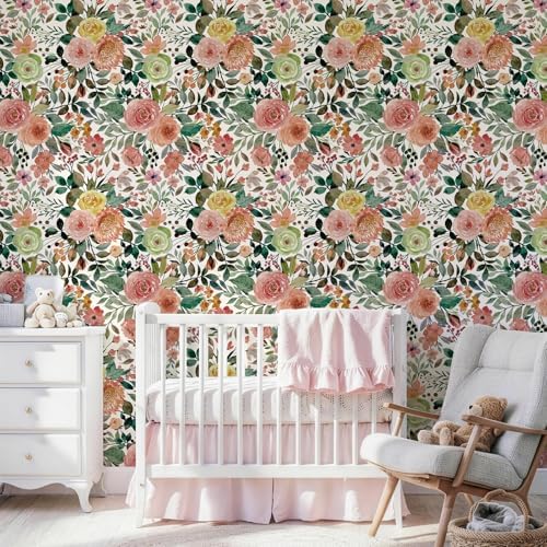 Simon&Siff Floral Peel and Stick Wallpaper Flower Contact Paper, 17.3"x400" - Image 5