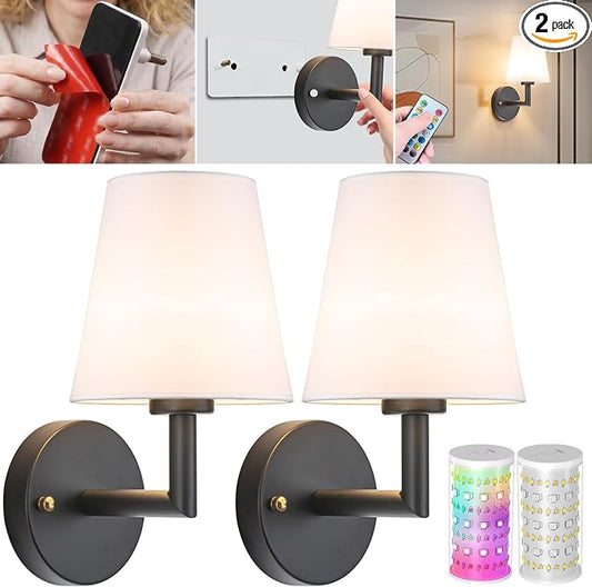 Vimhou Peel and Stick Wall Sconces, Stick On Wall Sconce Set of 2, Battery by Vimhou