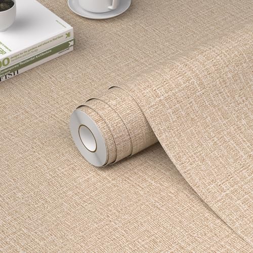 WADILE Grasscloth Peel and Stick Wallpaper 23.6 x 472 in Khaki by WADILE