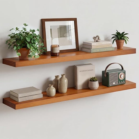 Homeforia Oak Floating Shelves 42 inch Long, High End Solid Real Wood 42inch by Homeforia