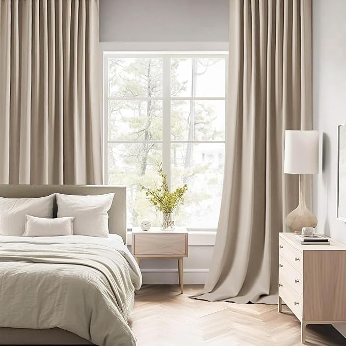 MIULEE Taupe Back Tab Blackout Curtains 84 Inch Length 2 Panels Set - Image 2