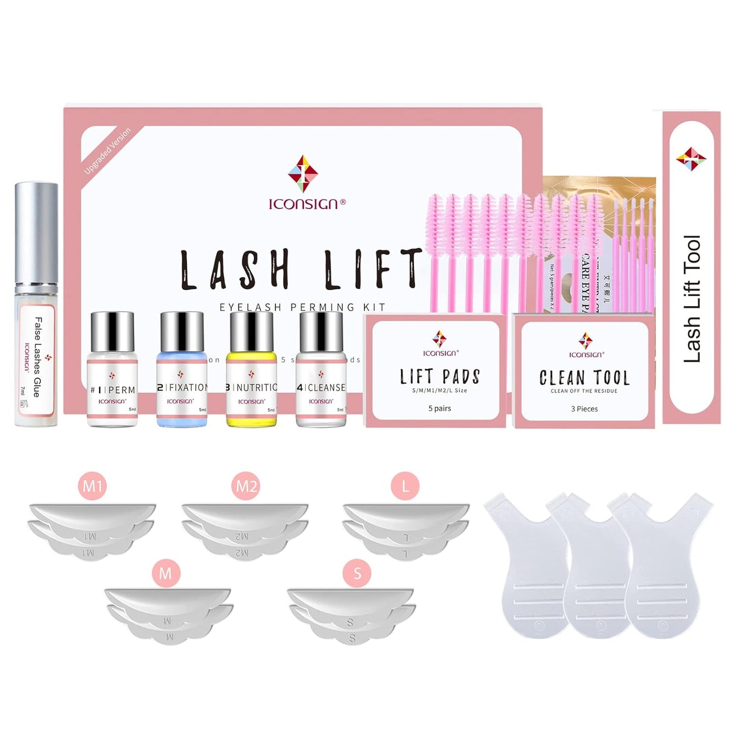 ICONSIGN 2025 Upgraded Lash Lift Kit, Professional Semi-Permanent Curling Eyelash Perm Kit Suitable for Salon & Home Use