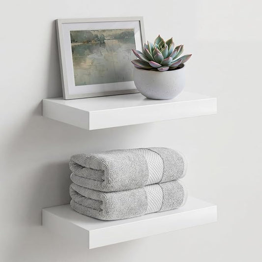 Homeforia White Floating Shelf 12 inch, High End Solid Real Wood Small 12inch by Homeforia