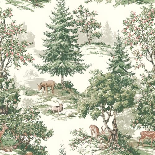 VaryStyle Tolie Woodland Wallpaper Peel and Stick Forest Tree/Deer/Floral by VaryStyle