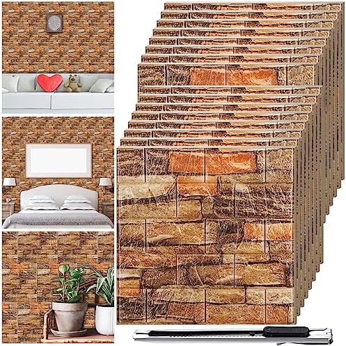Colarr 60 Pcs 58 Sq ft 3D Wall Panels Peel and Stick, Retro Rock Color by Colarr