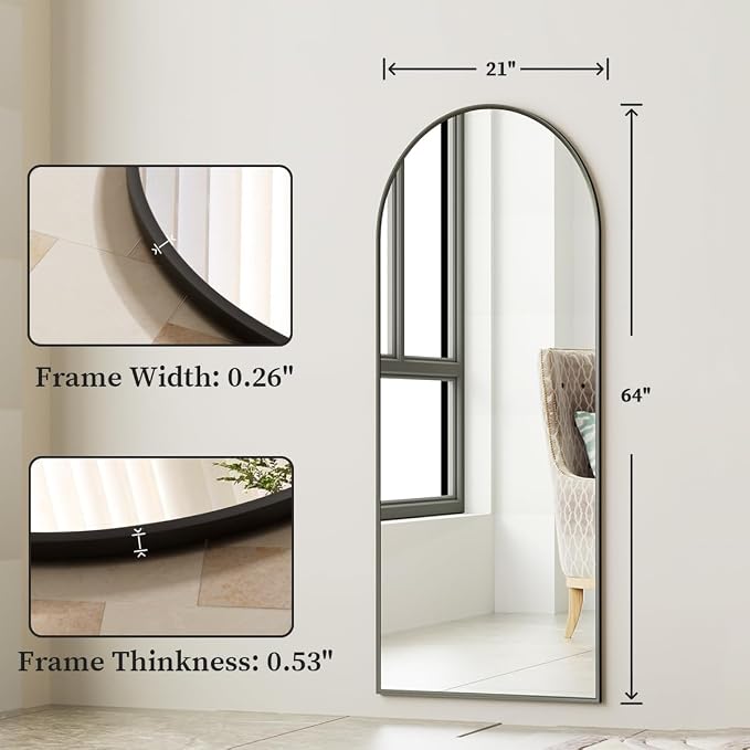 Arched Full Length Mirror, Full Length Wall Mirror Hanging or Leaning - Image 7