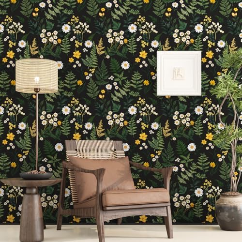 Vintage Dark Fern Botanical Peel and Stick Wallpaper 17.5" x 118" - Image 3