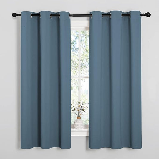 NICETOWN Smoky Blue Blackout Curtains 45 inches Length by NICETOWN