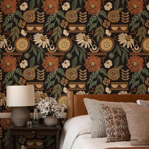 Simon&Siff Boho Floral Wallpaper Peel and Stick 17.3" x 1200" - Image 2
