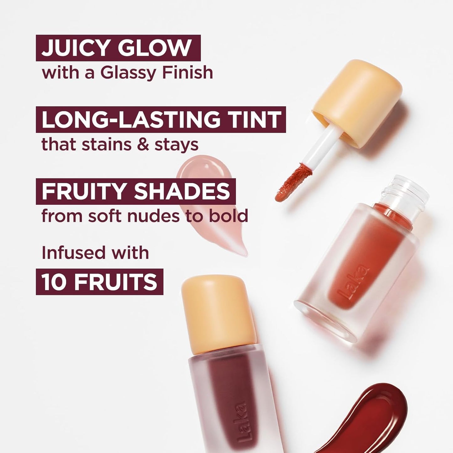 Laka Fruity Glam Lip Tint Mini, Glowing Lip Stain with Wide Color Spectrum, Hydrating & Lightweight Texture, Long-Lasting Bold Stain, Non-Sticky, Vegan, K-Beauty (#122 Rosy Rose)
