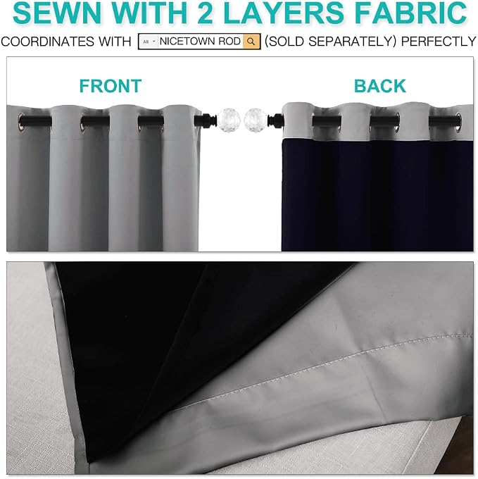 NICETOWN Total Shade Curtains and Draperies, Heavy-Duty Full Light Shading - Image 5