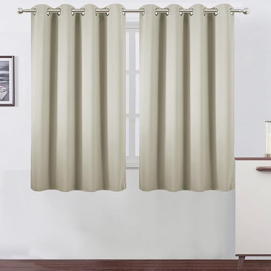 LEMOMO Blackout Curtains 66 x 54 Inch Long Light Beige Curtains Set of 2 Panels by Lemomo