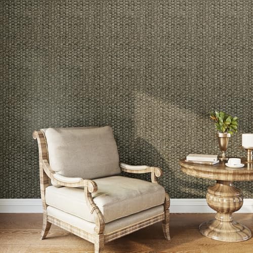 15.7x317 Dark Brown Grass Cloth Wallpaper Peel and Stick Textured Vinyl Contact - Image 6