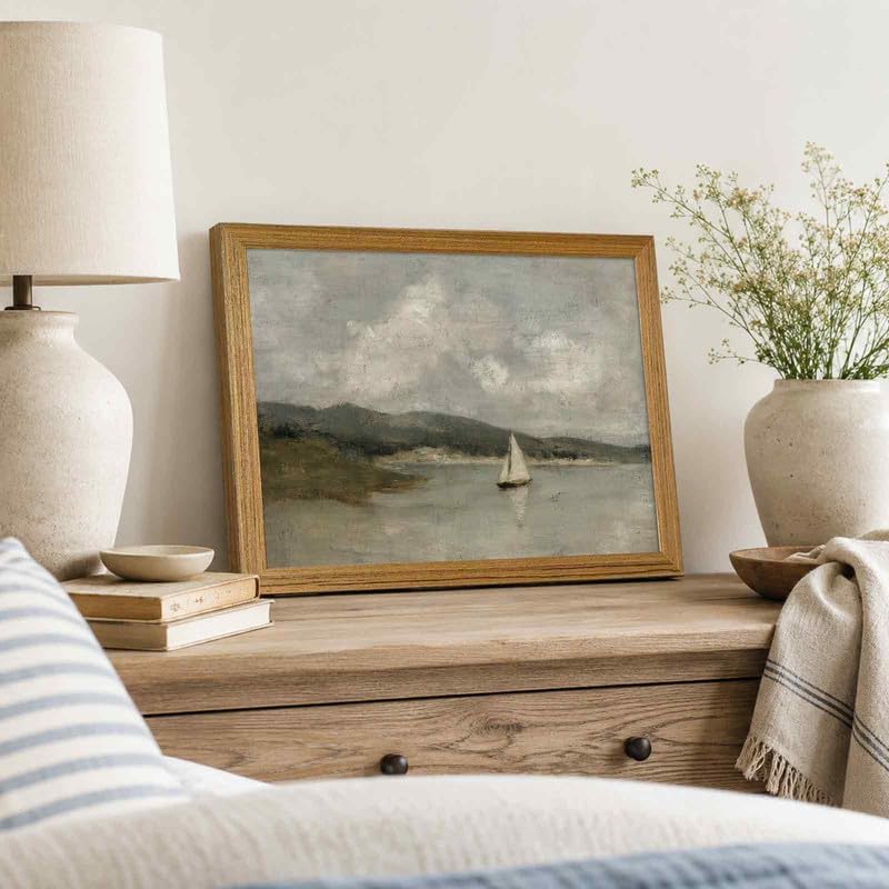 SEYSHUI Coastal Wall Art Nautical Sailboat Wall Decor Framed - Image 2