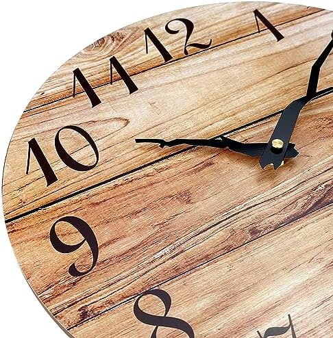 Plumeet Small Wall Clock, Rustic Country Village Walnut Clocks Decorative - Image 2