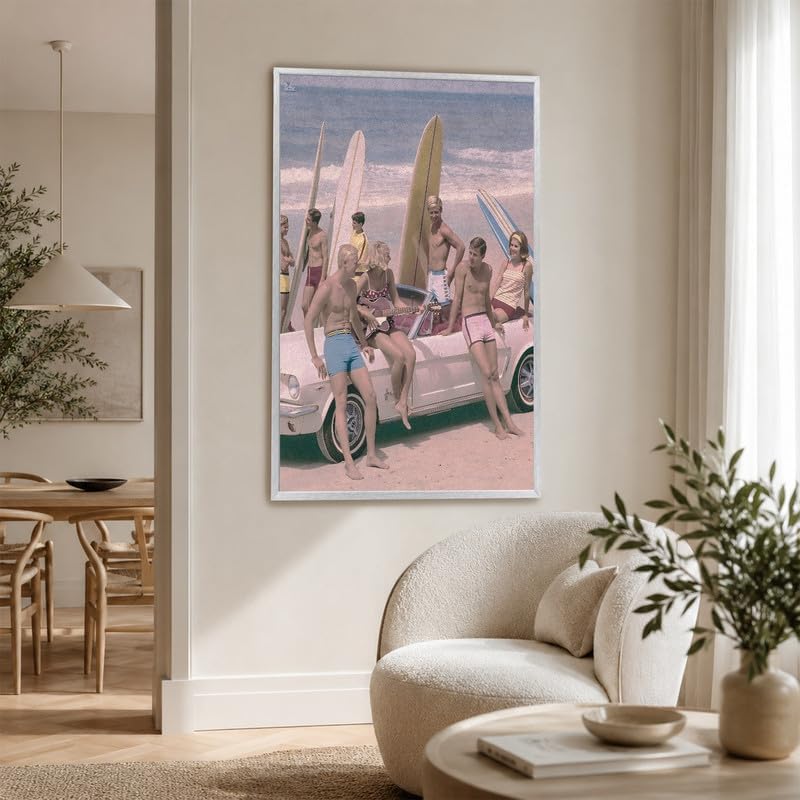 InkFlow Posters Surfers on a Beach Canvas Poster - Image 6