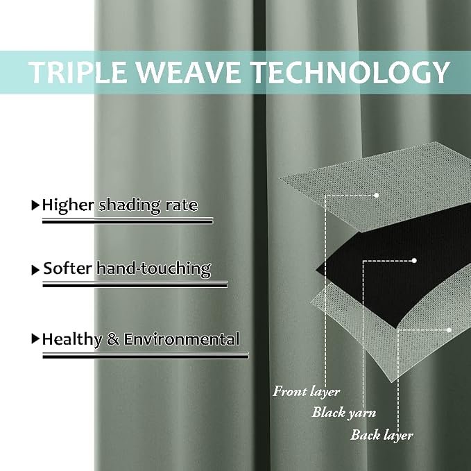 NICETOWN 100% Blackout Window Curtain Panels, Heat and Full Light Blocking - Image 6