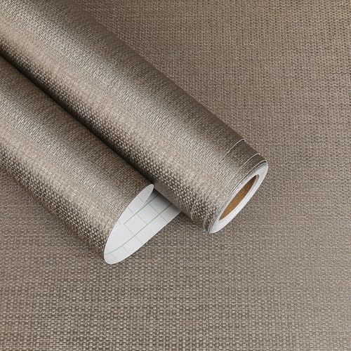 Brown Taupe Grasscloth Wallpaper Textured Metallic Contact Paper by EaseStick