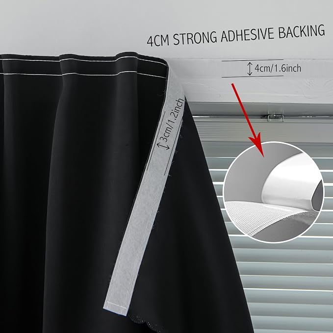 Adhesive Blackout Curtains- Self Stick Shades Window Blinds Curtains No Rod - Image 7