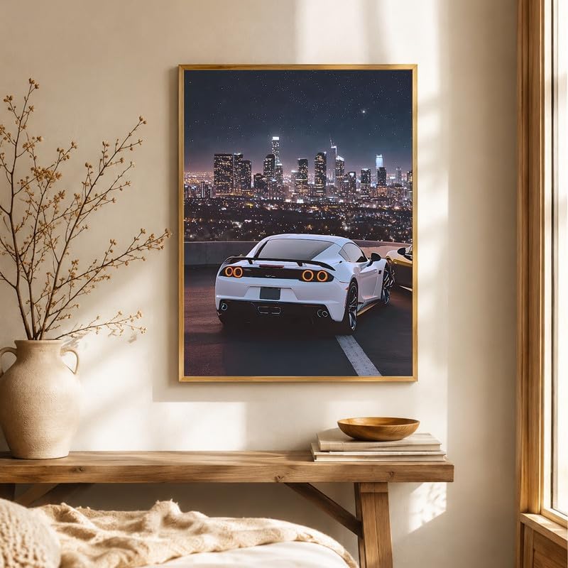InkFlow Posters City Skyline Sports Car Canvas Poster - Image 3