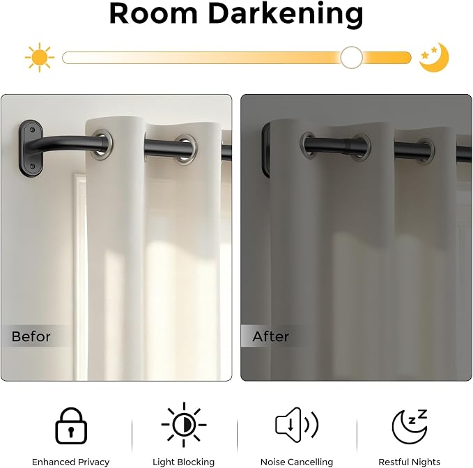 Curtain Rods 32-46 Inch, 1 Inch Adjustable Heavy Duty Room Darkening Window - Image 3