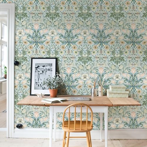 HueBurst 17.3"x118" Vintage Peel and Stick Wallpaper Floral Contact Paper - Image 6