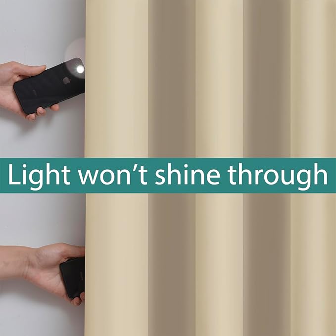 Yakamok 100% Blackout Lined Panels, Thermal Insulated Blackout Curtains - Image 3
